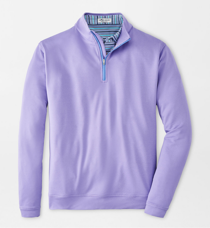 Peter Millar Mens Classic Fit Perth Melange Performance Quarter-Zip - VIOLETTA