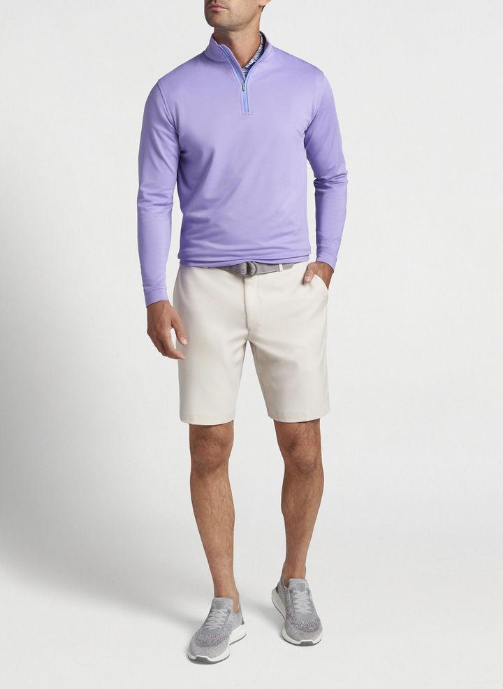 Peter Millar Mens Classic Fit Perth Melange Performance Quarter-Zip - VIOLETTA