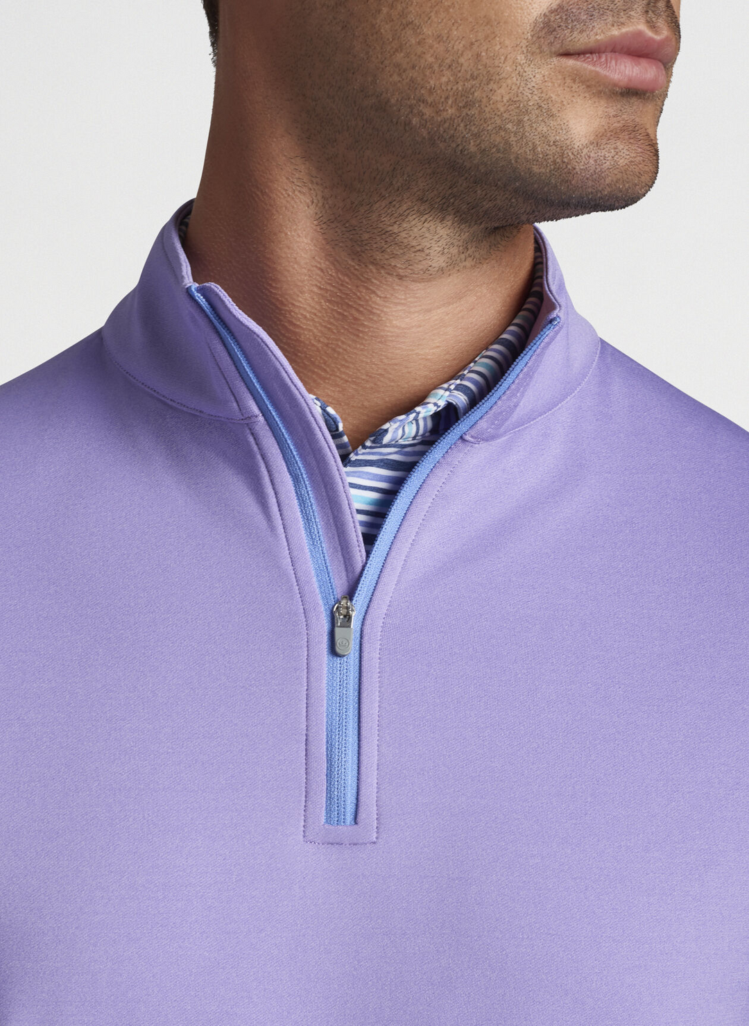 Peter Millar Mens Classic Fit Perth Melange Performance Quarter-Zip - VIOLETTA