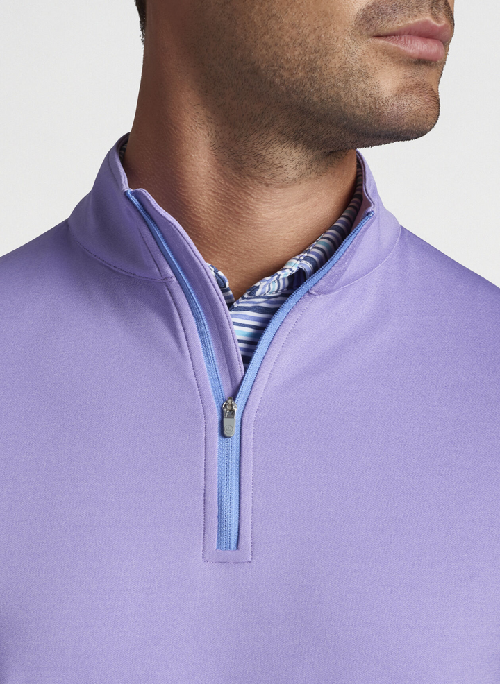 Peter Millar Mens Classic Fit Perth Melange Performance Quarter-Zip - VIOLETTA