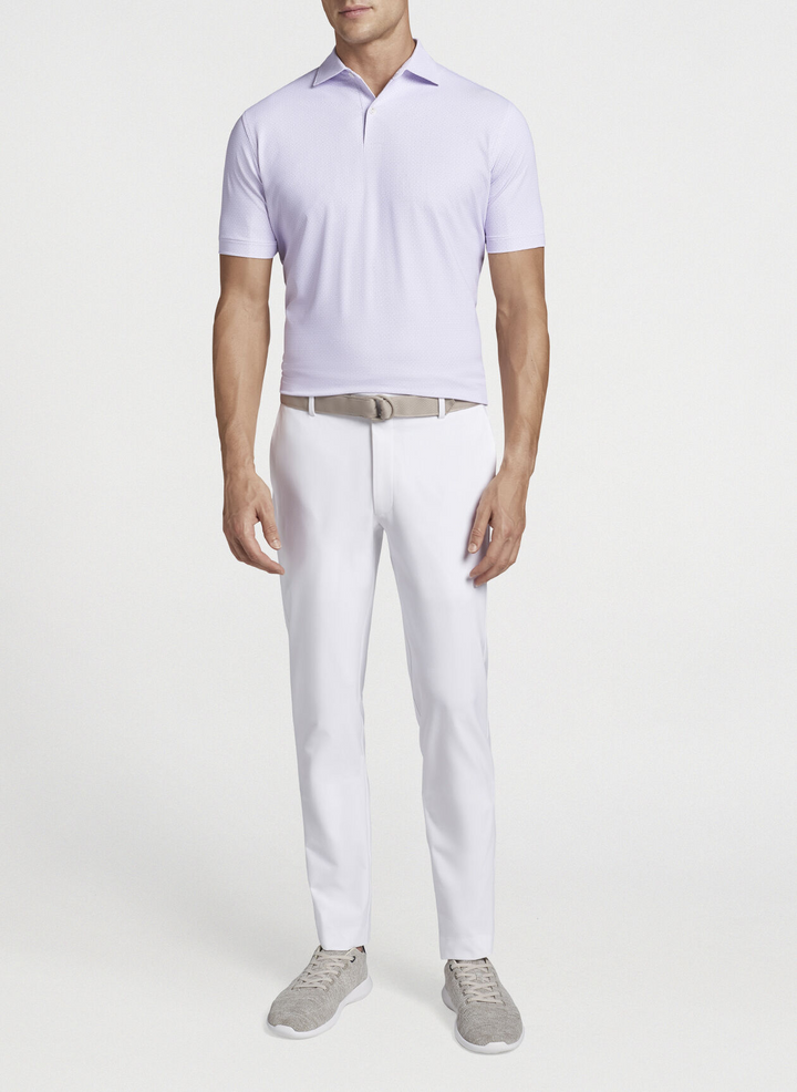 Peter Millar Mens Tailored Fit Harmony Performance Print Polo - WHITE / LILAC