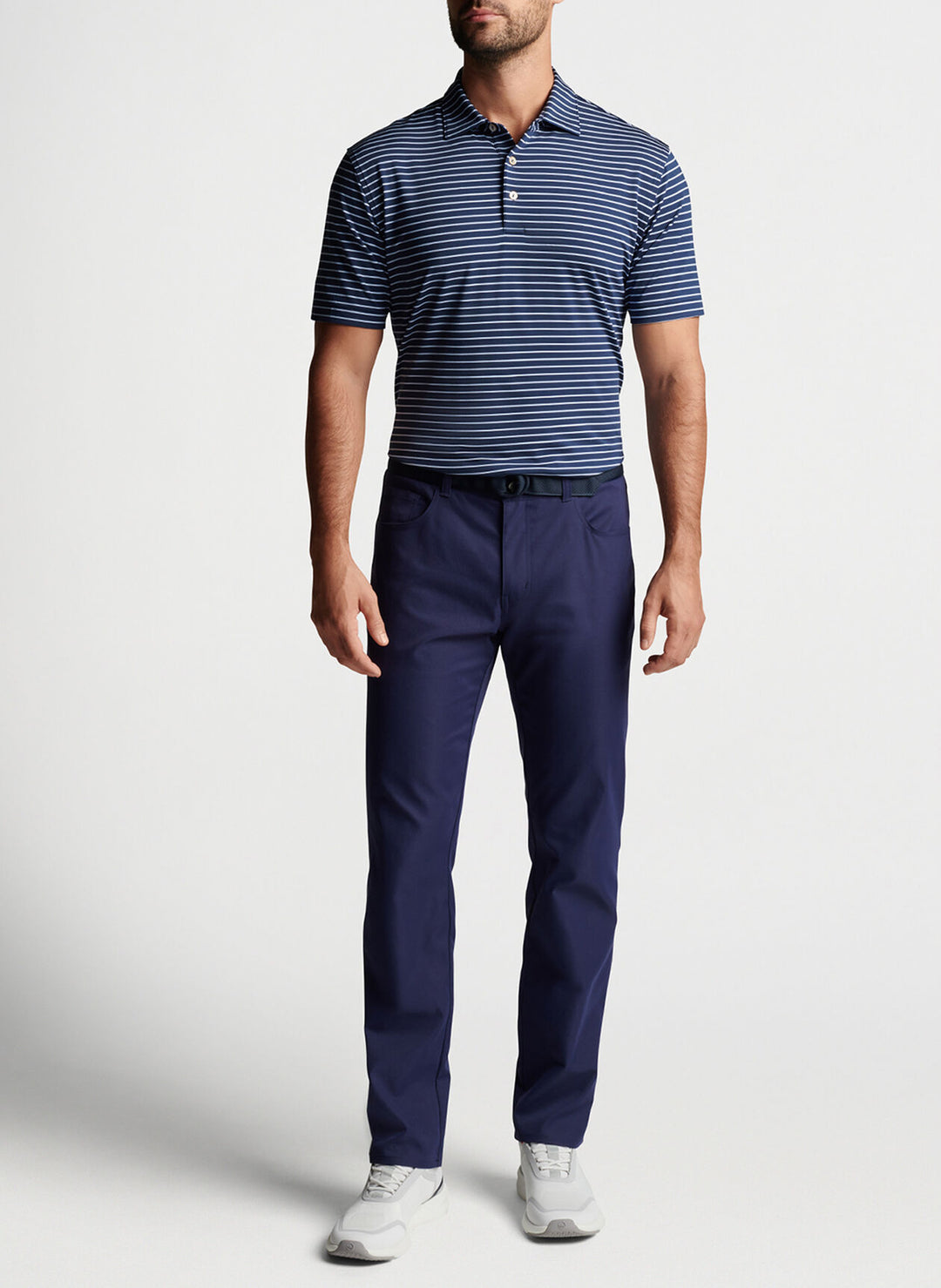 Peter Millar Mens Classic Fit Drum Performance Jersey Polo - NAVY