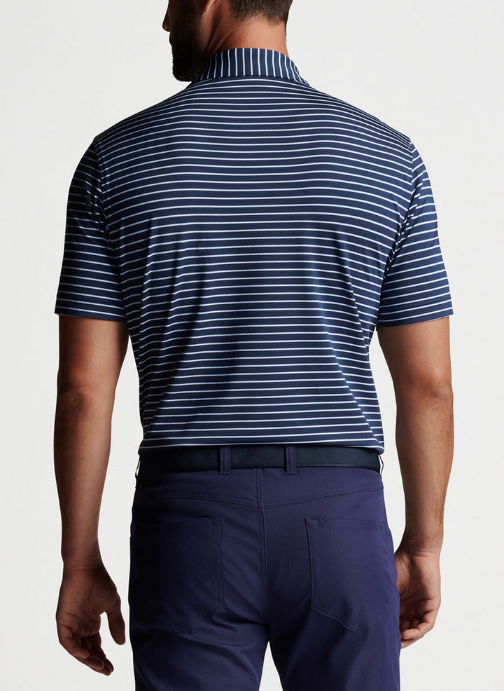 Peter Millar Mens Classic Fit Drum Performance Jersey Polo - NAVY