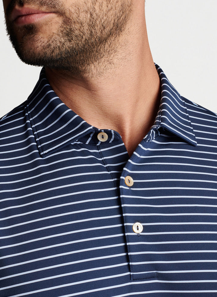 Peter Millar Mens Classic Fit Drum Performance Jersey Polo - NAVY