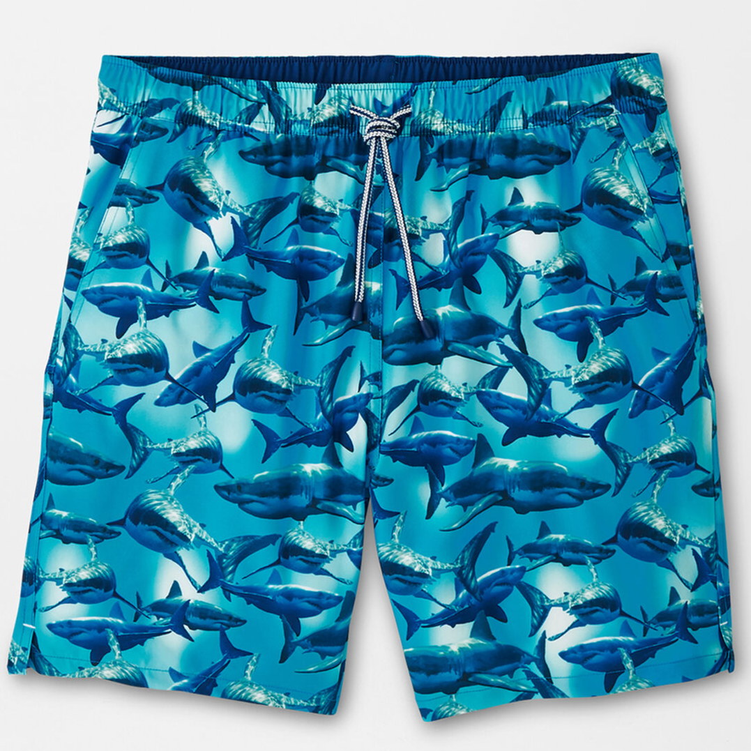 Peter Millar Mens Classic Fit 'SHARKS' Swim Trunk - RADIANT BLUE