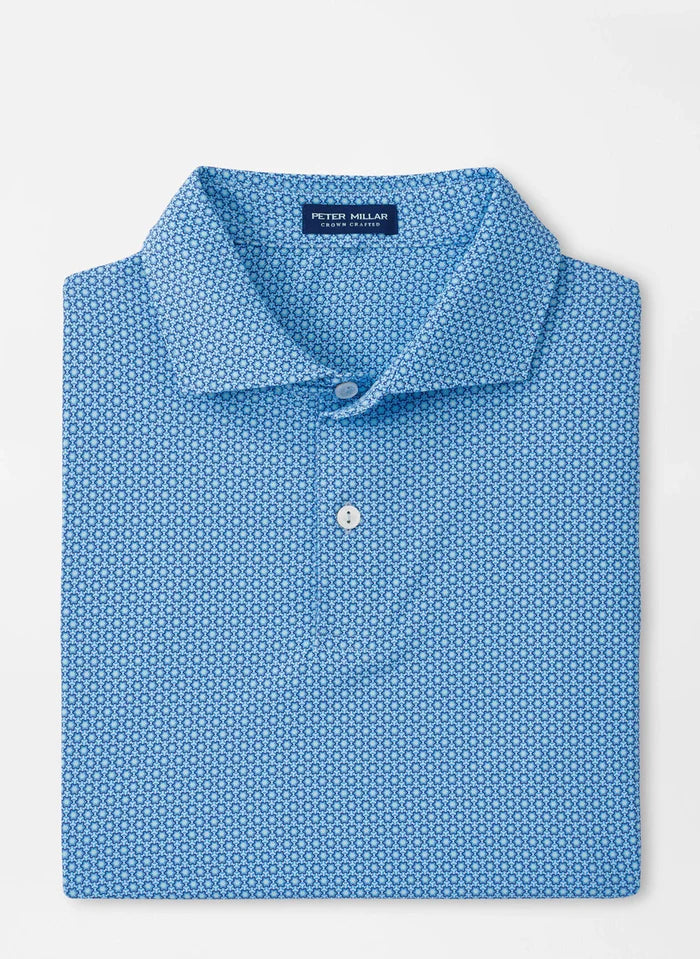 Peter Millar Mens North Performance Jersey Polo - WHITE BLUE FROST