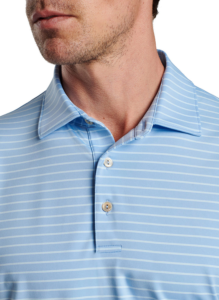 Peter Millar Mens Classic Fit Drum Performance Jersey Polo - COTTAGE BLUE