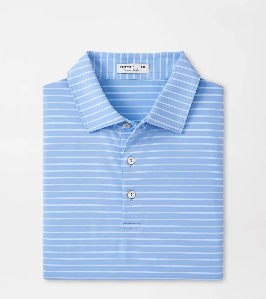 Peter Millar Mens Classic Fit Drum Performance Jersey Polo - COTTAGE BLUE