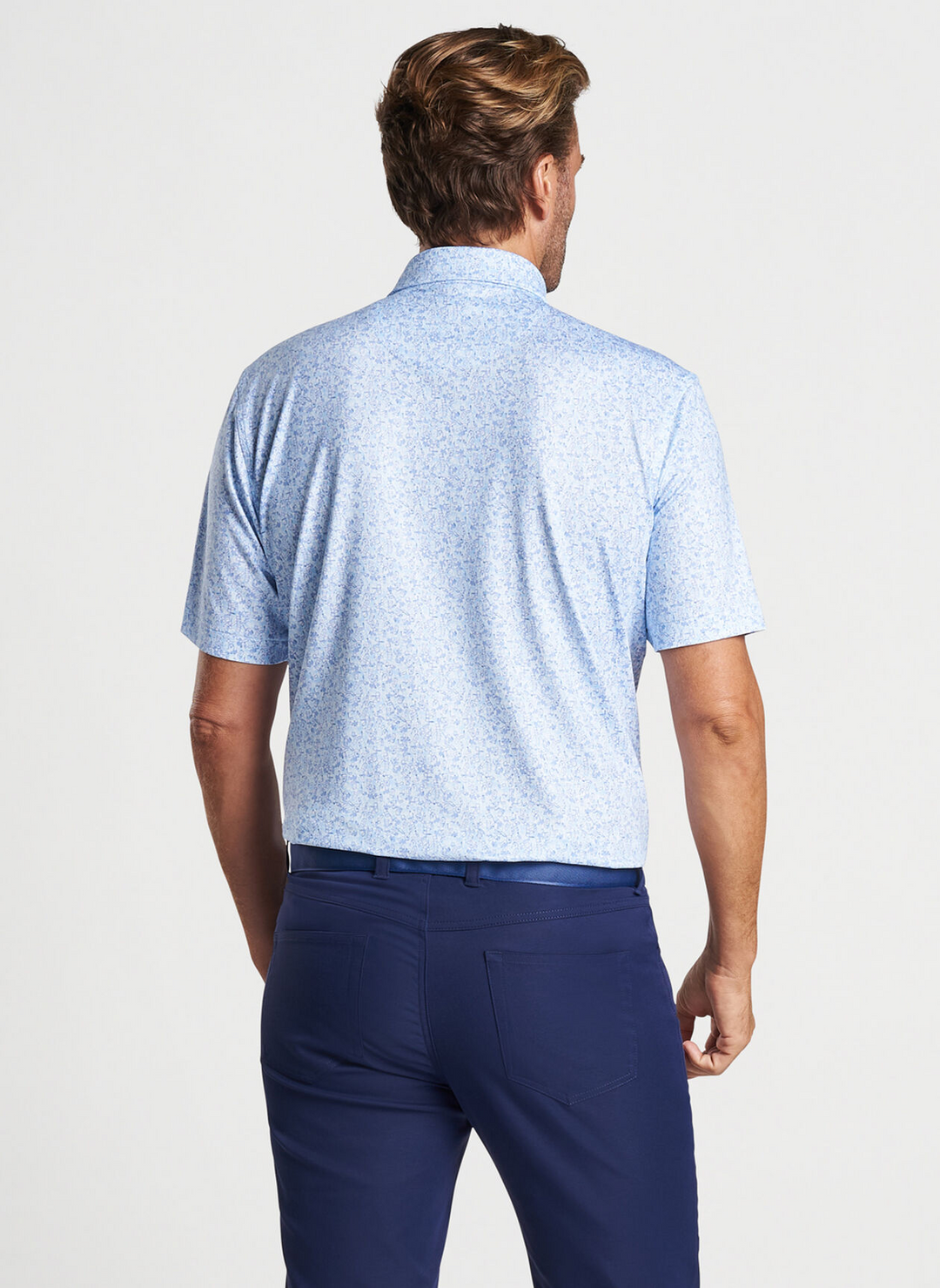 Peter Millar Mens Classic Fit 'Dazed And Transfused' Performance Jersey Polo - WHITE/BLUE