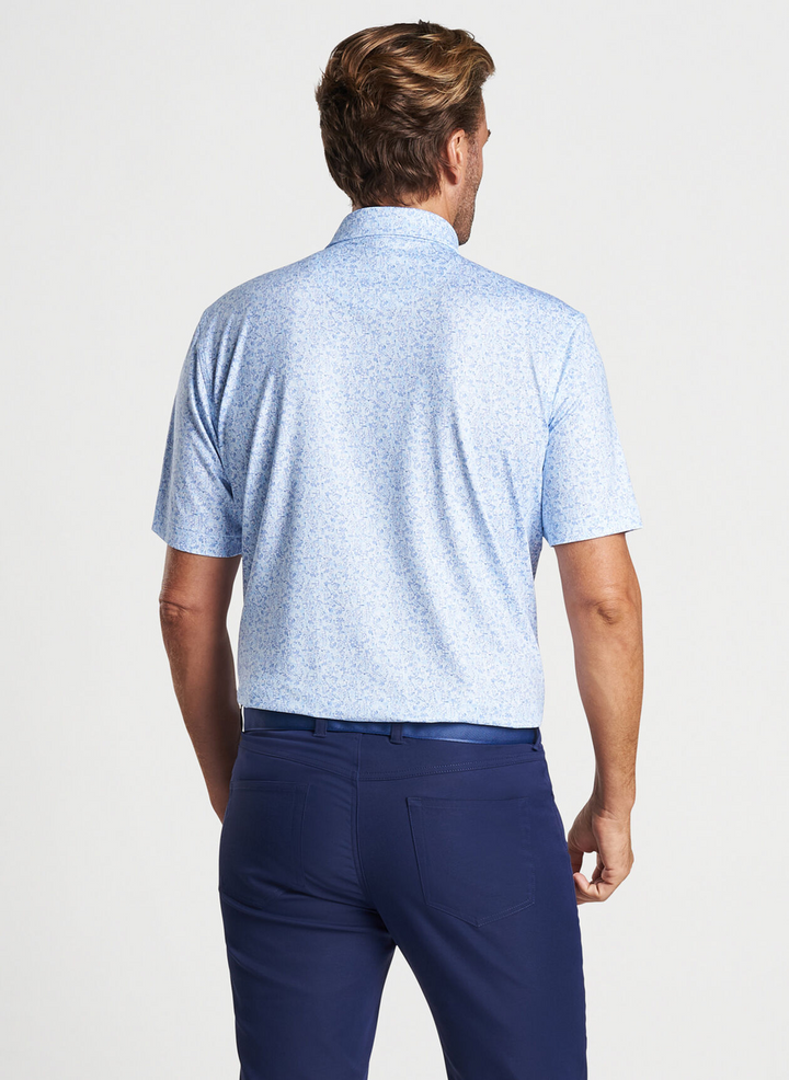 Peter Millar Mens Classic Fit 'Dazed And Transfused' Performance Jersey Polo - WHITE/BLUE