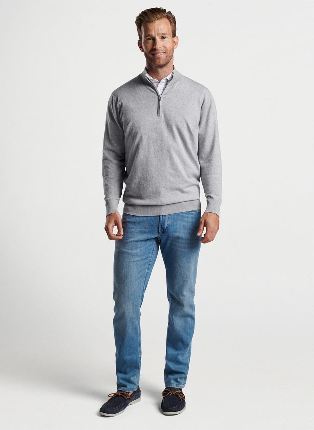 Peter Millar Men's Classic Fit Whitaker Quarter-Zip Sweater - BRITISH GREY