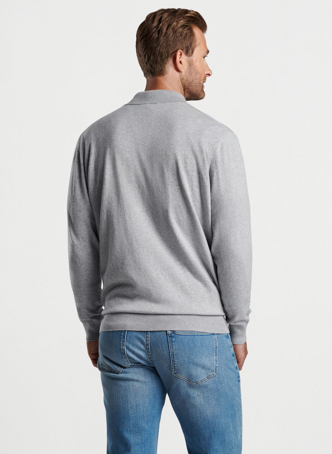 Peter Millar Men's Classic Fit Whitaker Quarter-Zip Sweater - BRITISH GREY
