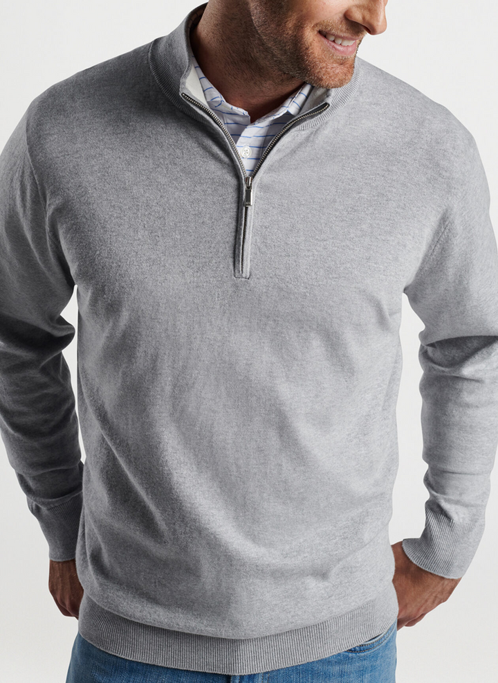 Peter Millar Men's Classic Fit Whitaker Quarter-Zip Sweater - BRITISH GREY