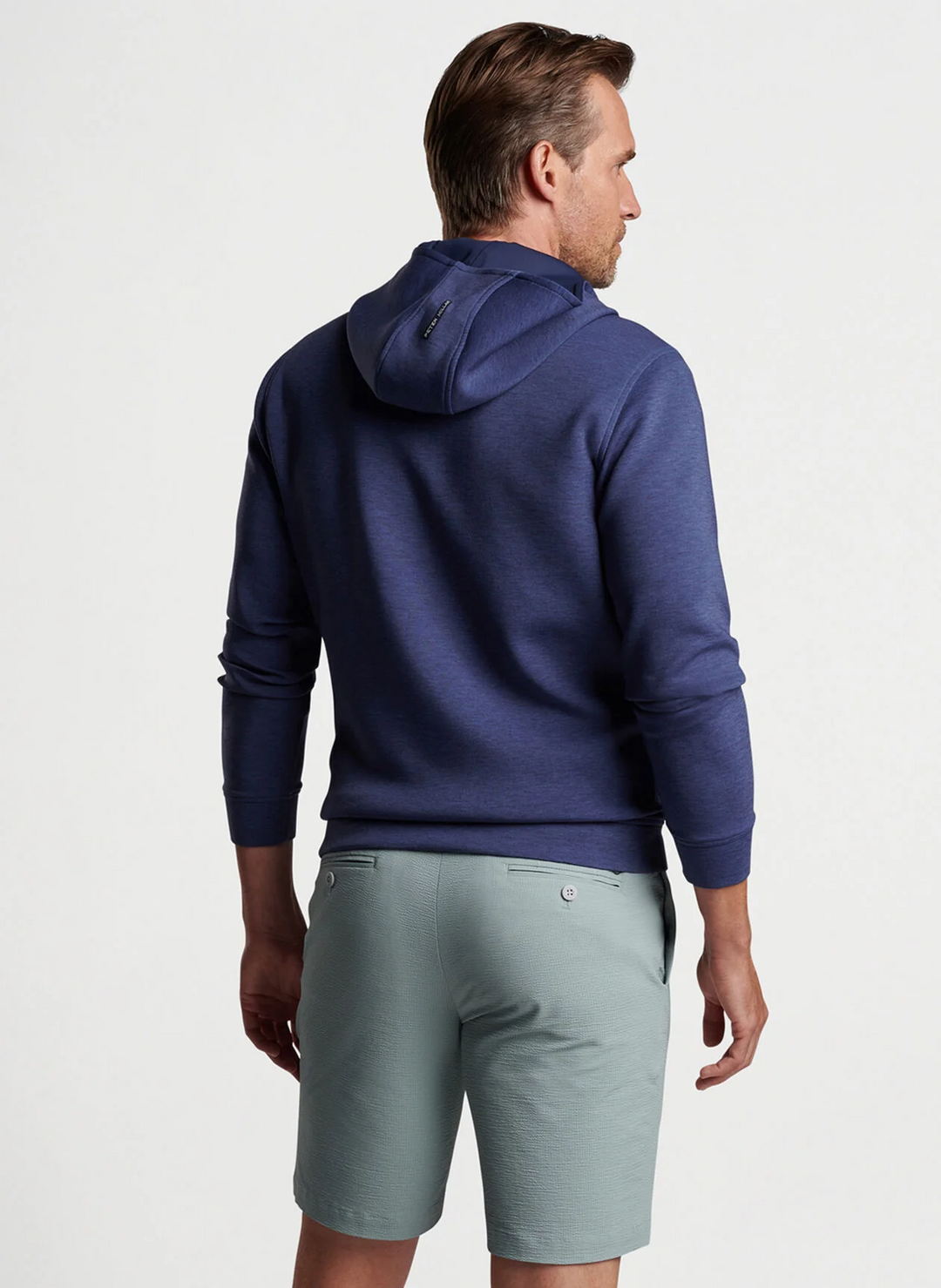 Peter Millar Mens Winsome Half Zip Hoodie - Blue Pearl