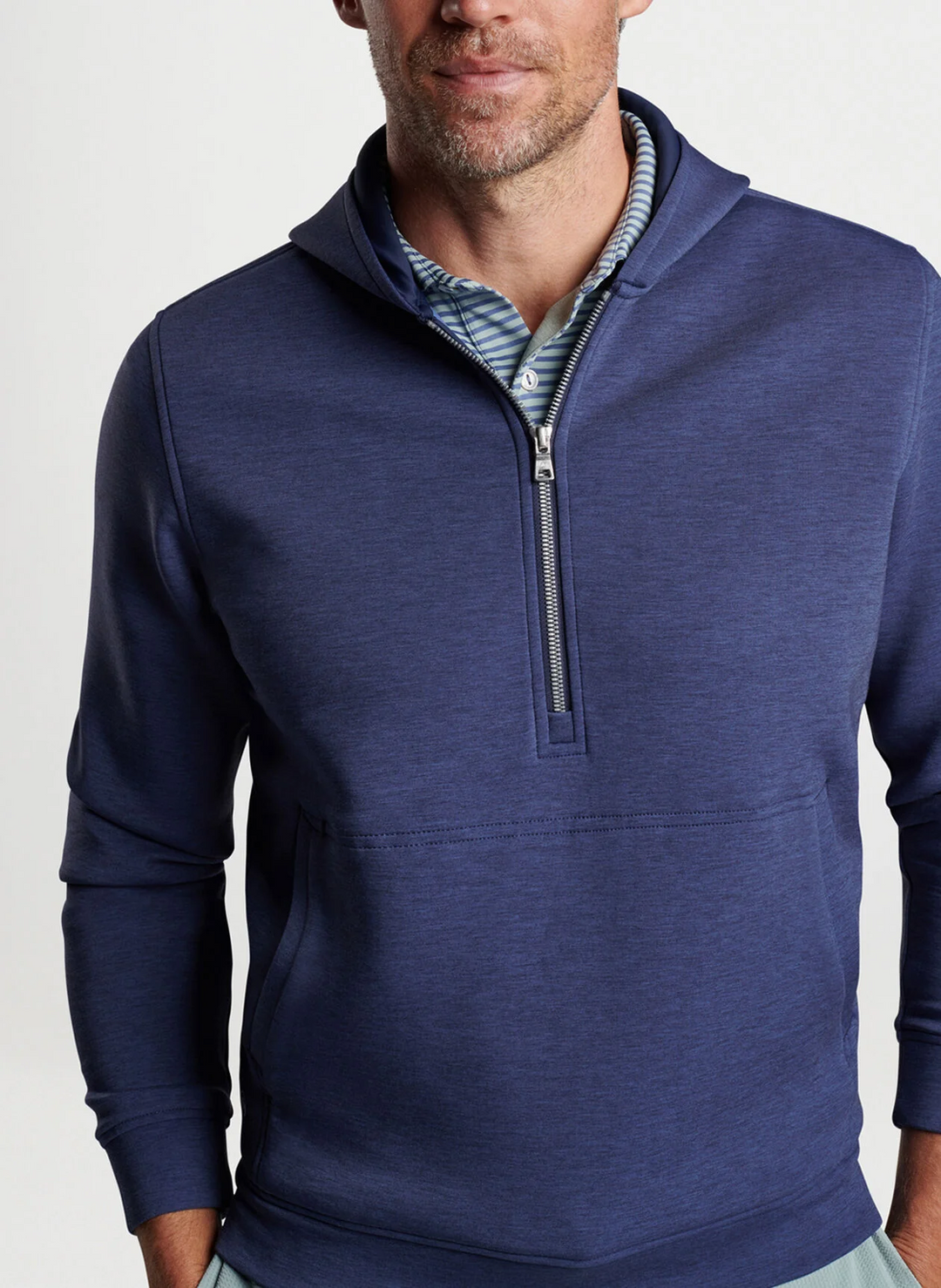 Peter Millar Mens Winsome Half Zip Hoodie - Blue Pearl