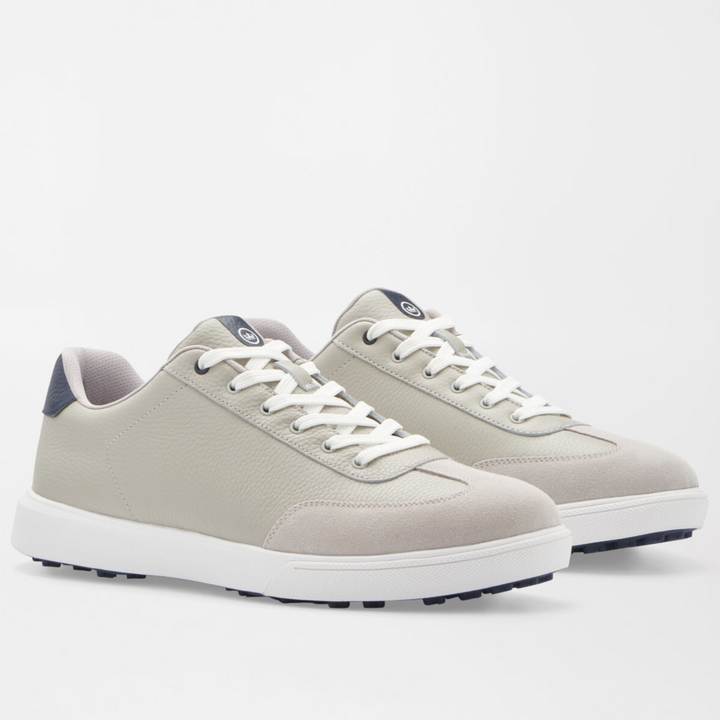 PETER MILLAR Men's Drift Leather Hybrid Course Shoe - WARM GREY / NAVY