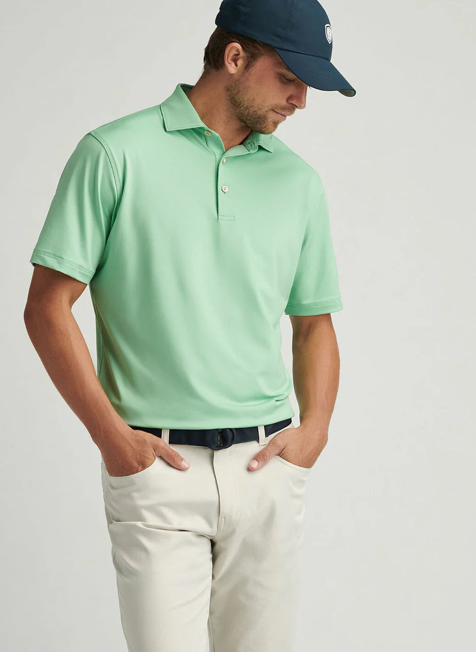 Peter Millar Mens Classic Fit Solid Performance Jersey Polo - Pear Tart