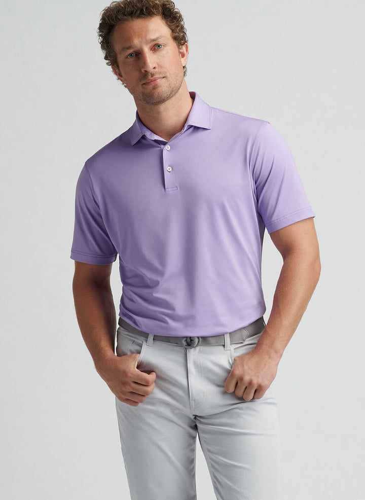 Peter Millar Mens Classic Fit Solid Performance Jersey Polo - Ultra Violet