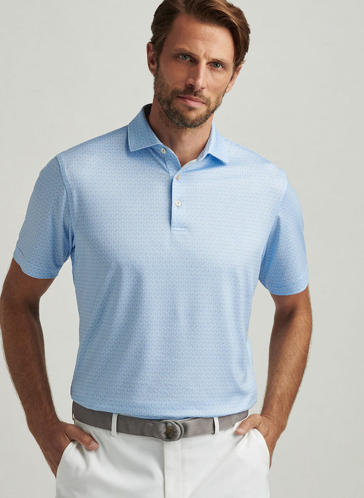 Peter Millar Mens Classic Fit Vega Performance Jersey Polo - Cottage Blue