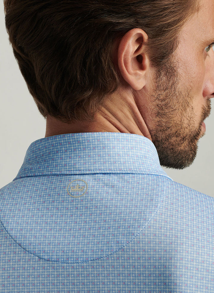 Peter Millar Mens Classic Fit Vega Performance Jersey Polo - Cottage Blue