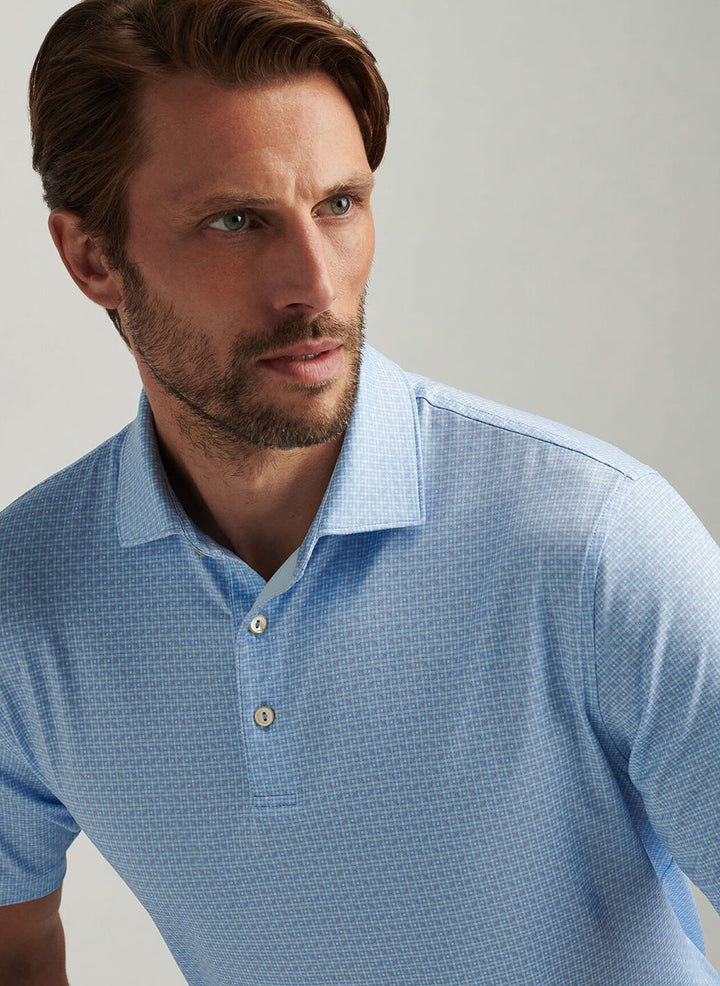 Peter Millar Mens Classic Fit Vega Performance Jersey Polo - Cottage Blue