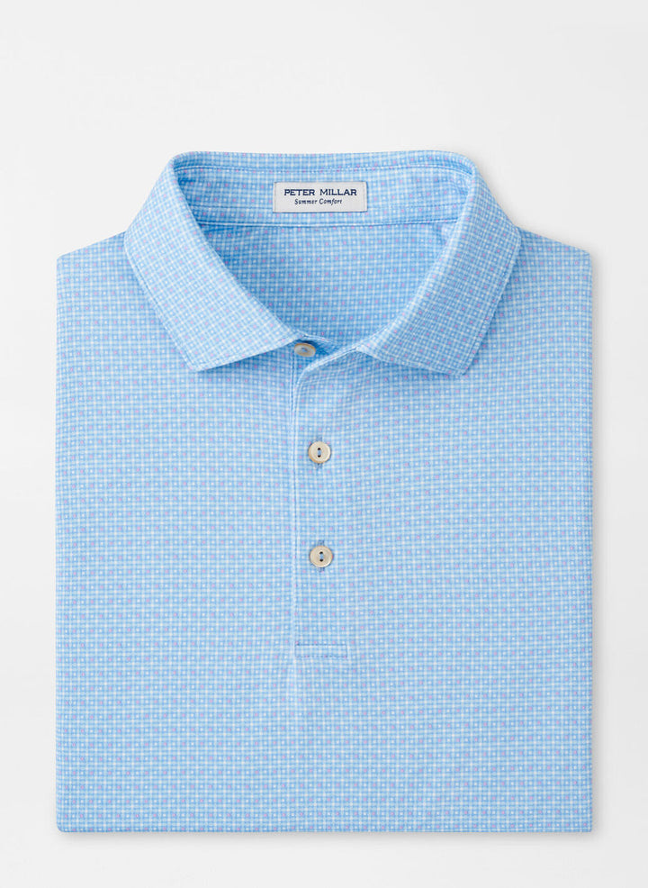 Peter Millar Mens Classic Fit Vega Performance Jersey Polo - Cottage Blue