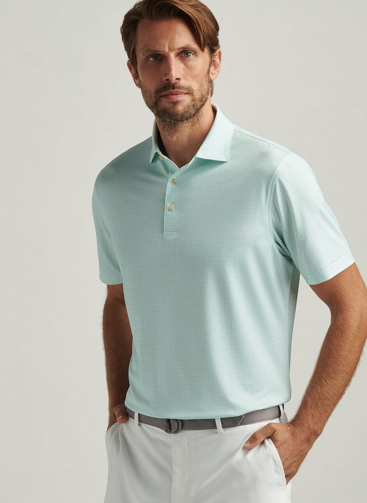 Peter Millar Mens Classic Fit Orbit Performance Jersey Polo - White Pear Tart