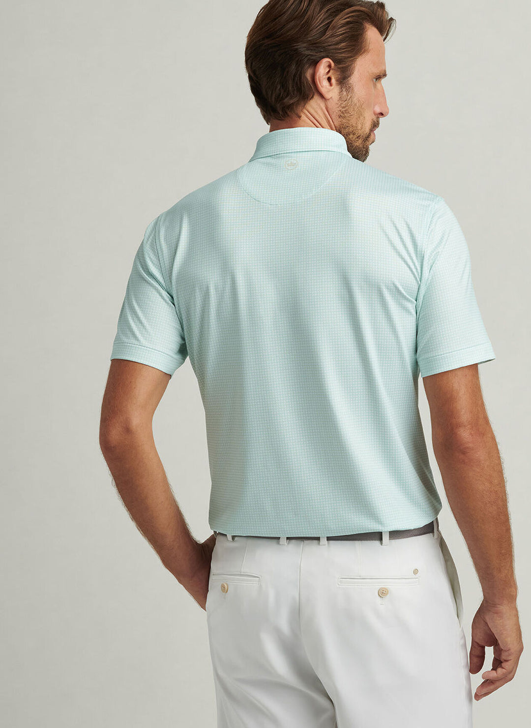 Peter Millar Mens Classic Fit Orbit Performance Jersey Polo - White Pear Tart