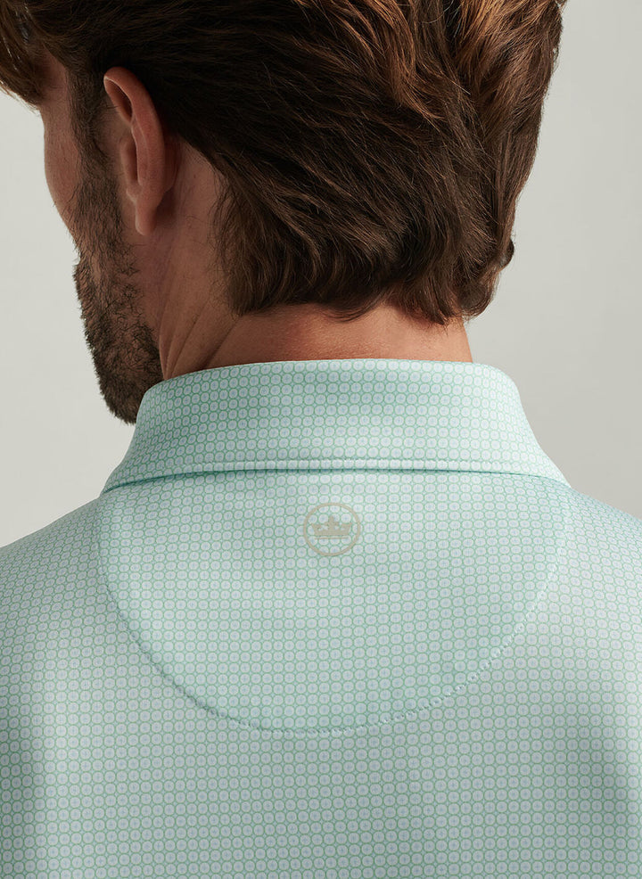 Peter Millar Mens Classic Fit Orbit Performance Jersey Polo - White Pear Tart