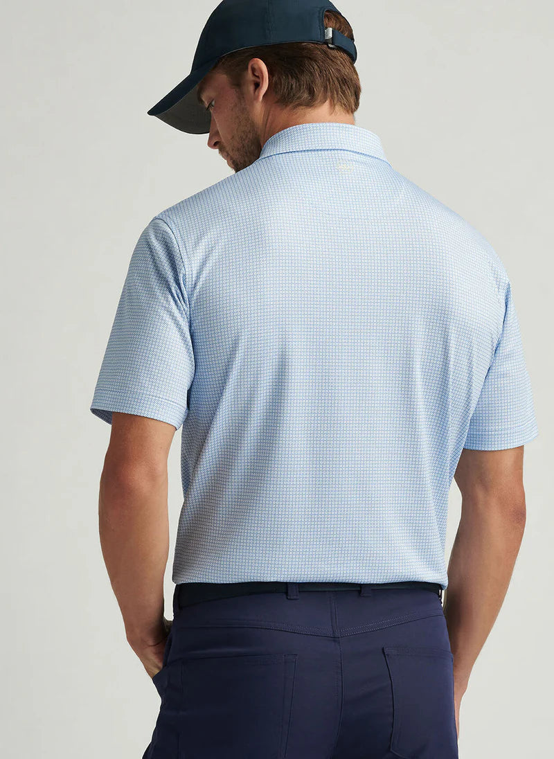Peter Millar Men's Classic Fit Orbit Performance Jersey Polo - WHITE / SAILOR BLUE