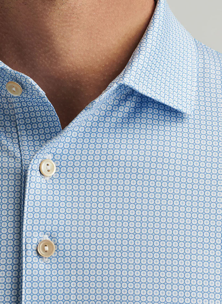 Peter Millar Men's Classic Fit Orbit Performance Jersey Polo - WHITE / SAILOR BLUE