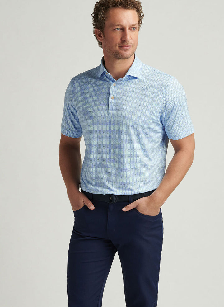 Peter Millar Mens Classic Fit First In Flight Performance Jersey Polo - Pale Blue