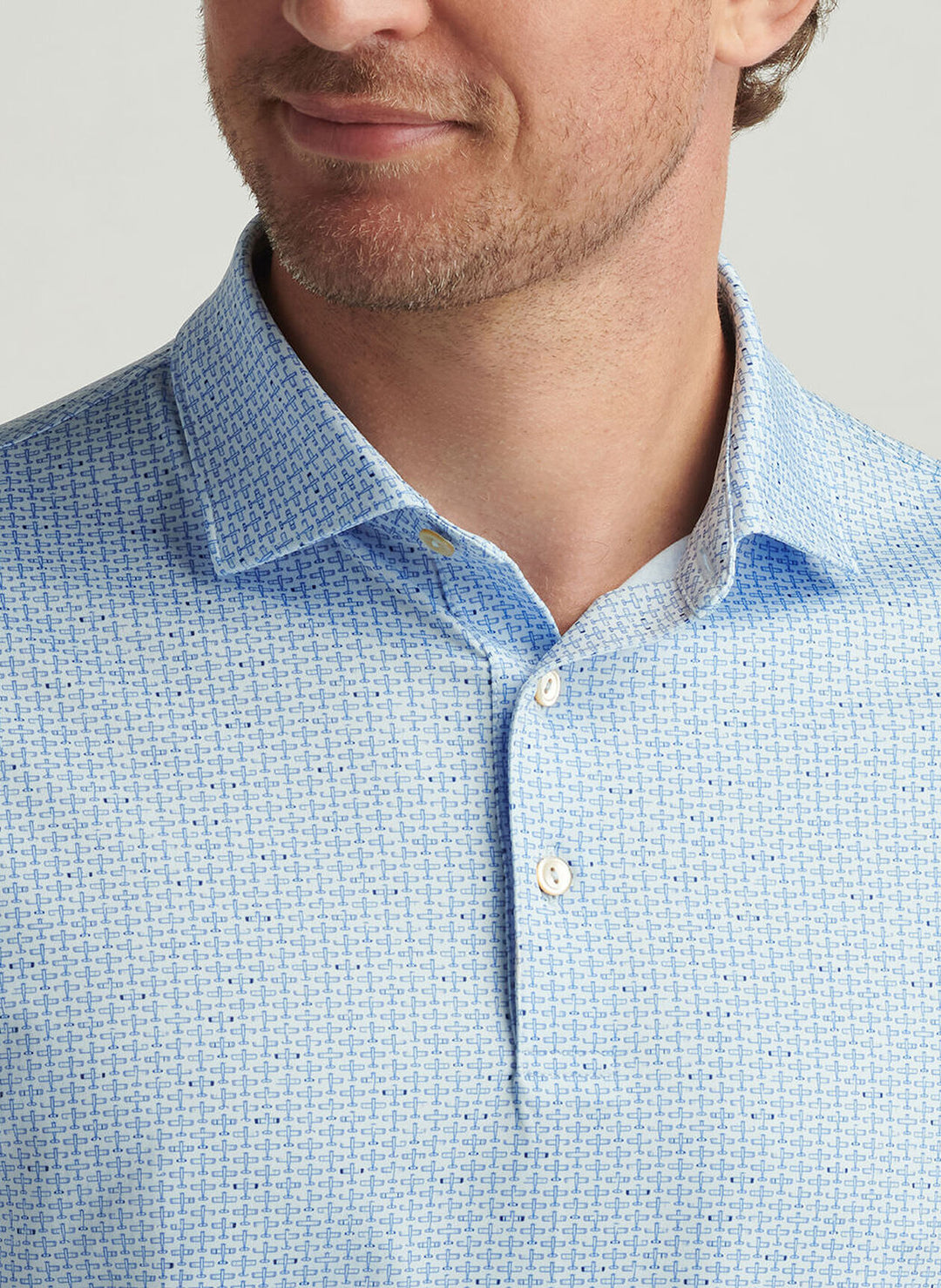 Peter Millar Mens Classic Fit First In Flight Performance Jersey Polo - Pale Blue