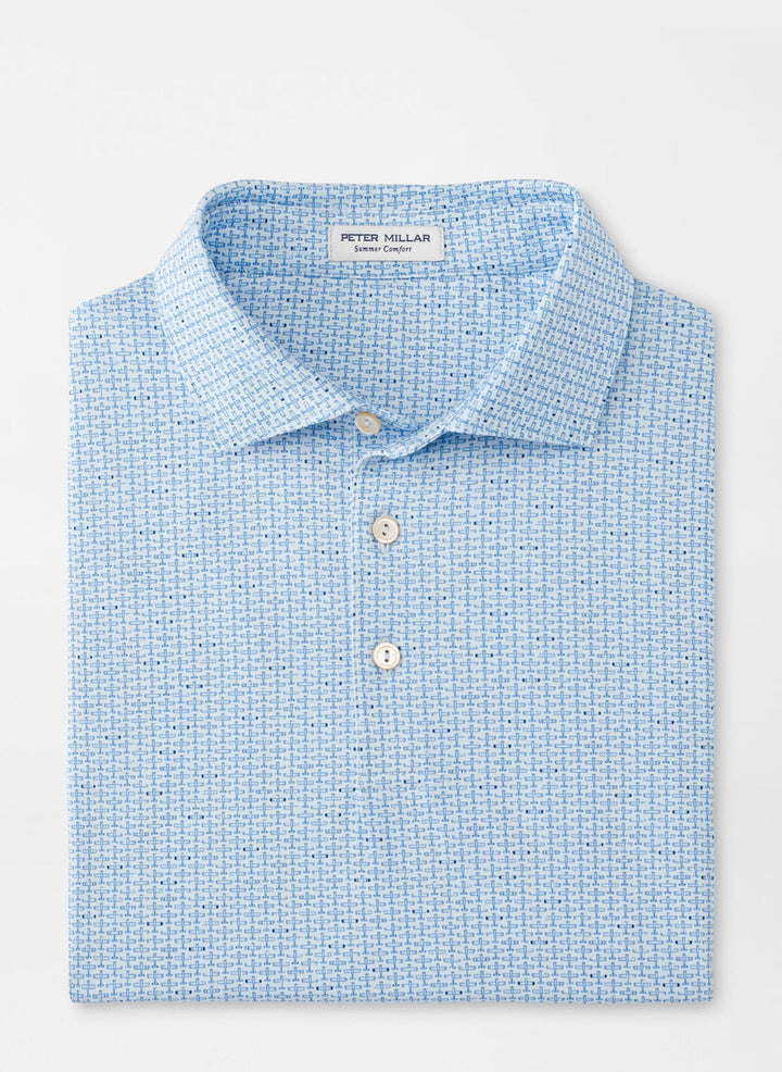 Peter Millar Mens Classic Fit First In Flight Performance Jersey Polo - Pale Blue