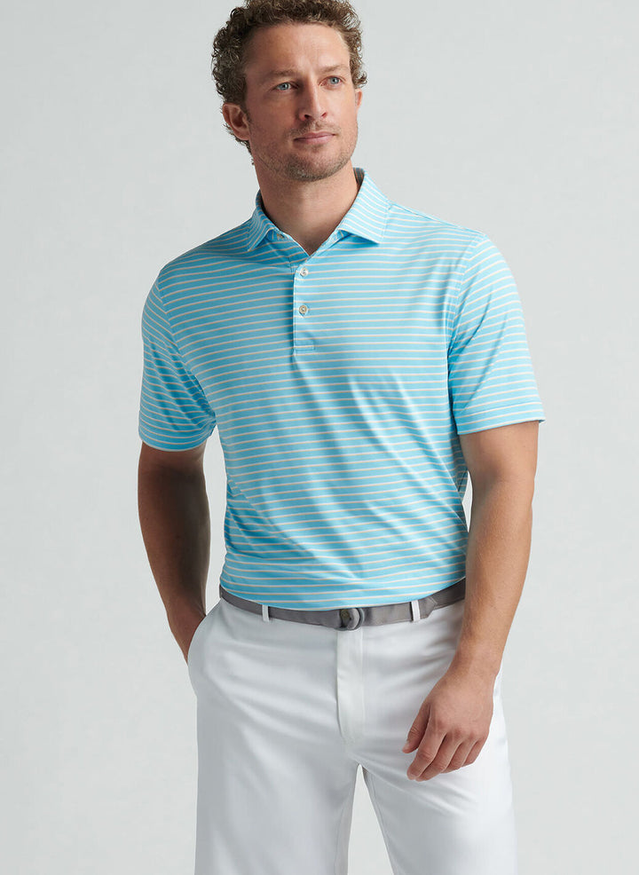Peter Millar Mens Classic Fit Dunnes Performance Jersey Polo - Maya Blue