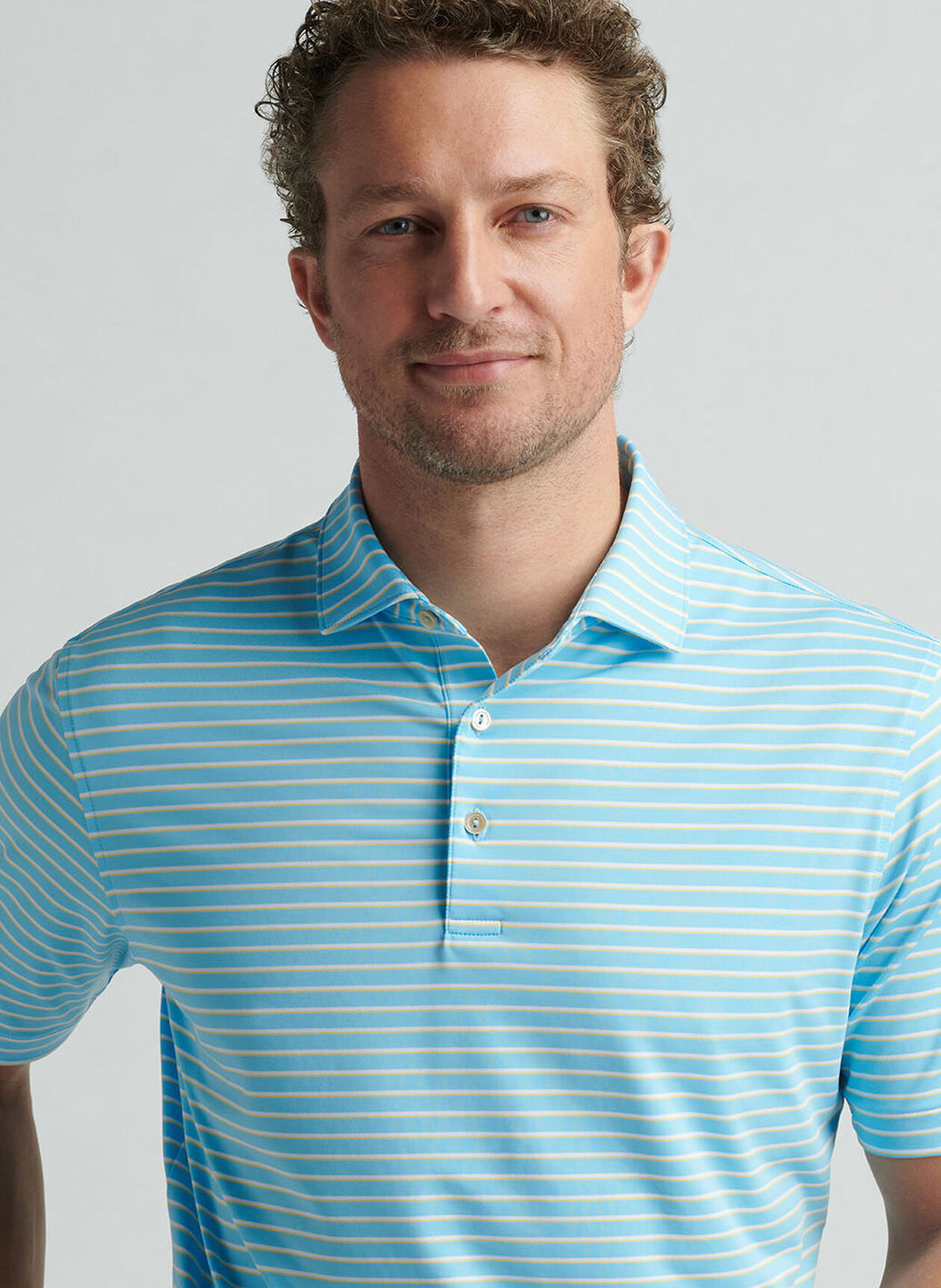 Peter Millar Mens Classic Fit Dunnes Performance Jersey Polo - Maya Blue