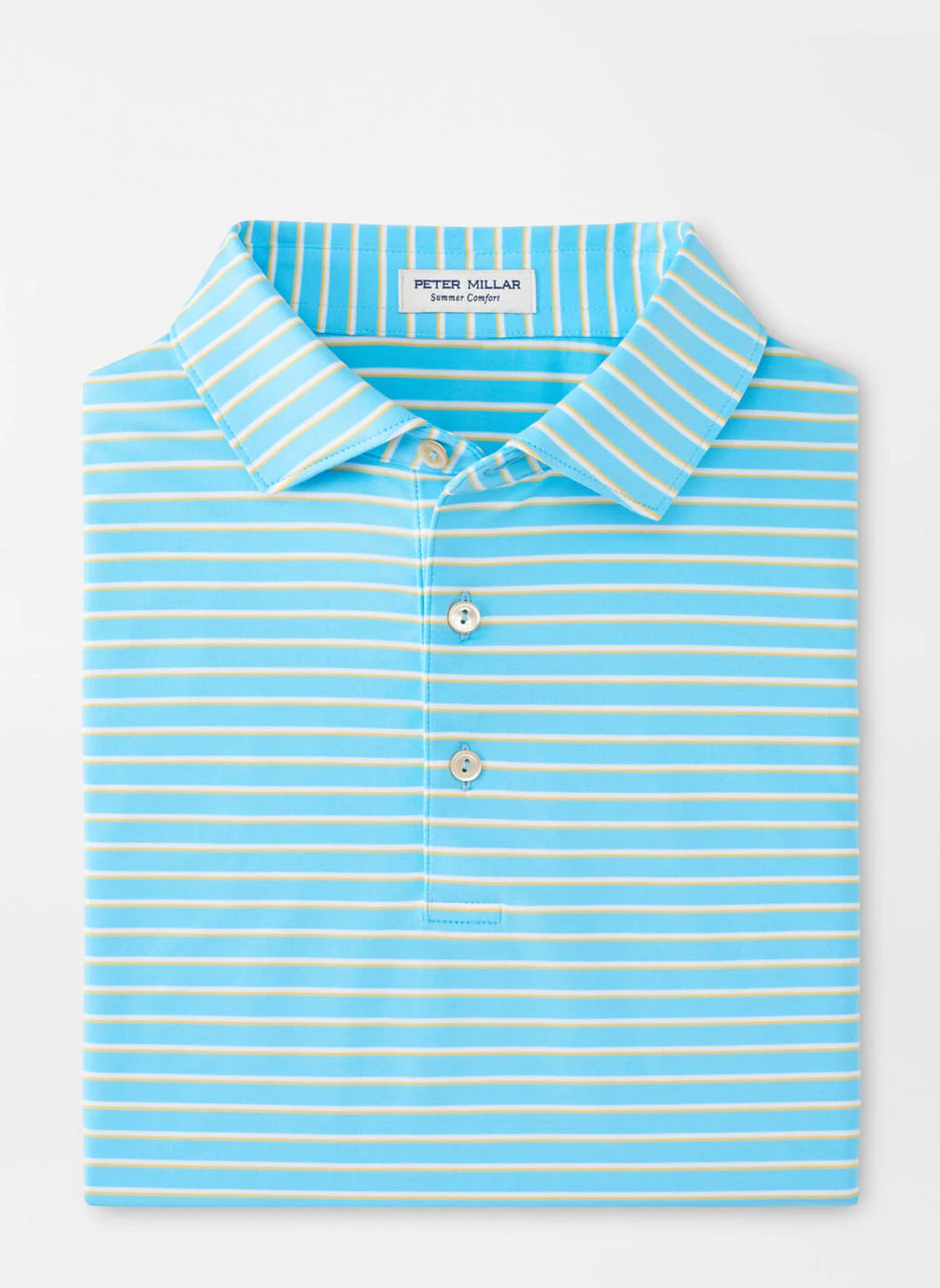 Peter Millar Mens Classic Fit Dunnes Performance Jersey Polo - Maya Blue