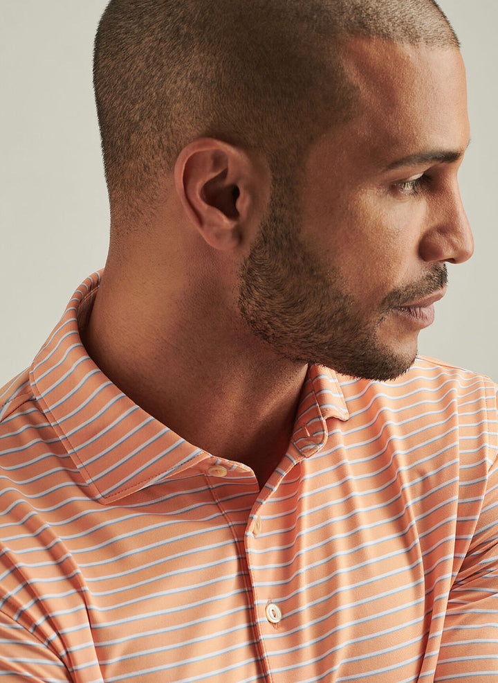 Peter Millar Mens Classic Fit Dunnes Performance Jersey Polo - Papaya