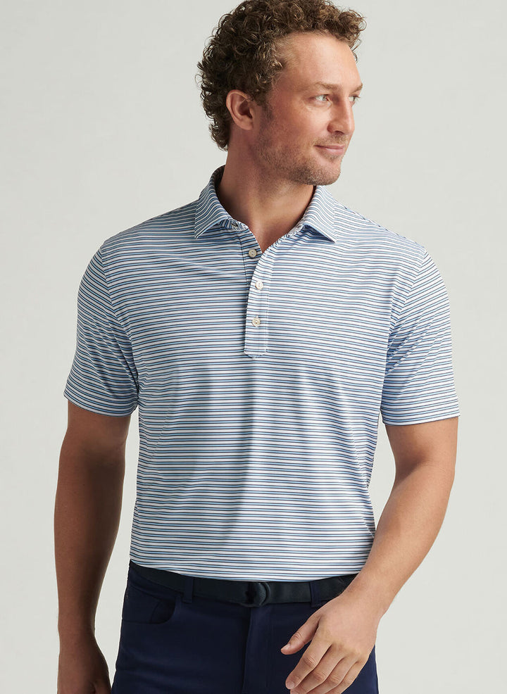 Peter Millar Mens Classic Fit Lane Performance Jersey Polo - White
