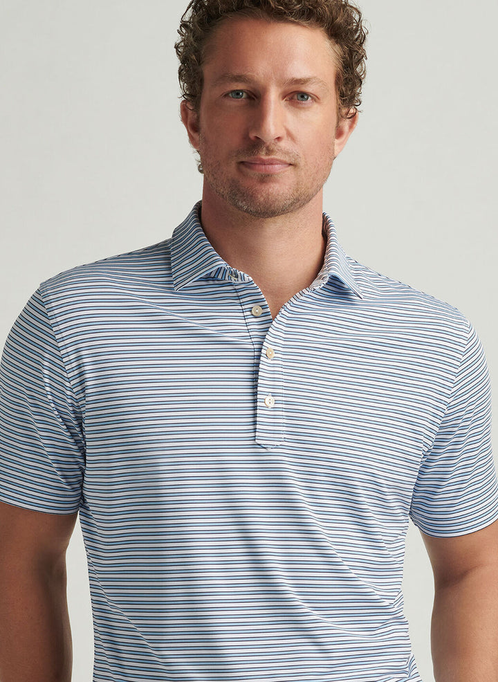 Peter Millar Mens Classic Fit Lane Performance Jersey Polo - White
