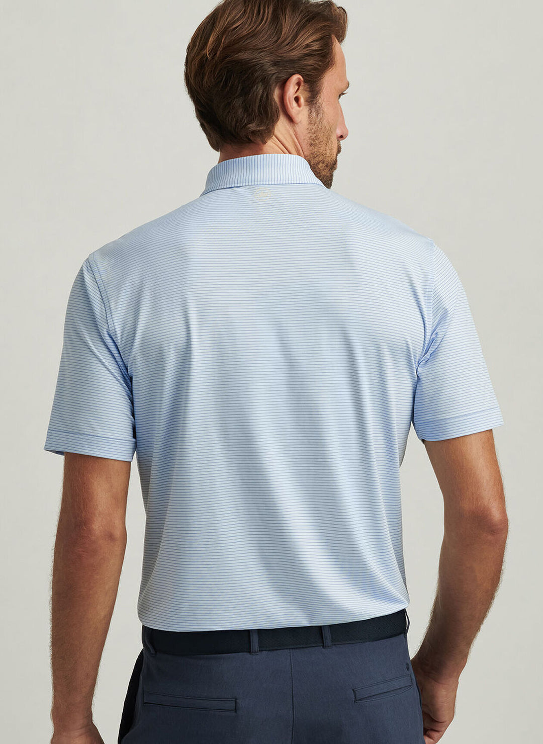 Peter Millar Mens Classic Fit Highlands Performance Jersey Polo - Pale Blue