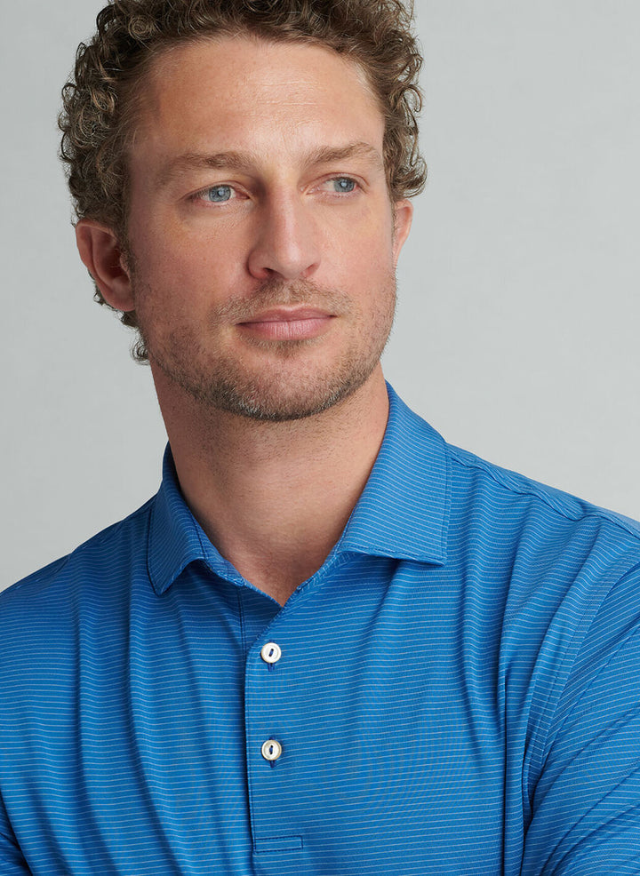 Peter Millar Mens Classic Fit Highlands Performance Jersey Polo - Sailor Blue