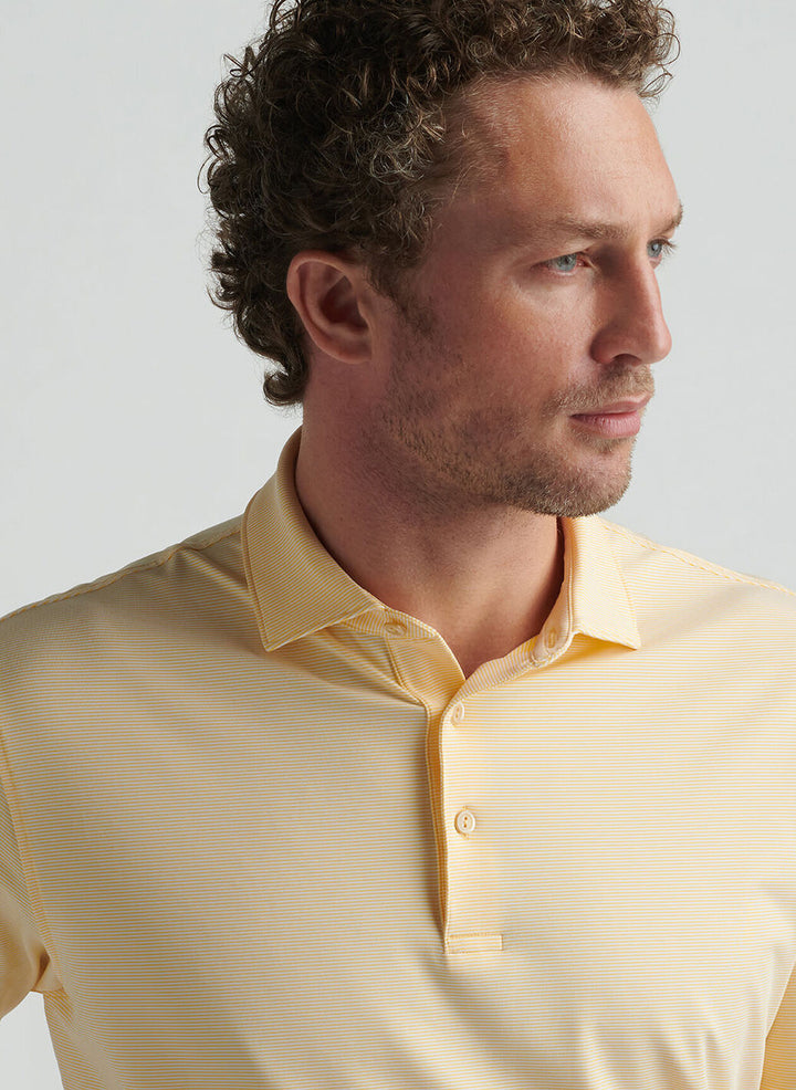 Peter Millar Mens Classic Fit Jubilee Performance Jersey Polo - Lemon Squeeze