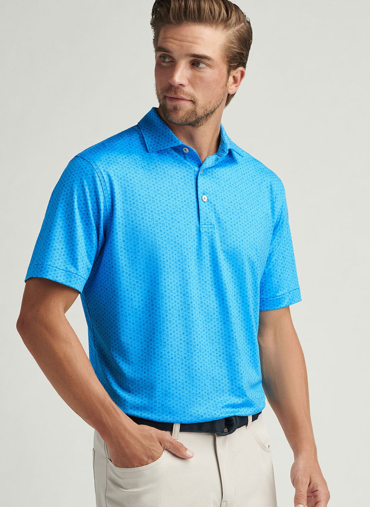 Peter Millar Mens Classic Fit Elements Performance Jersey Polo - River