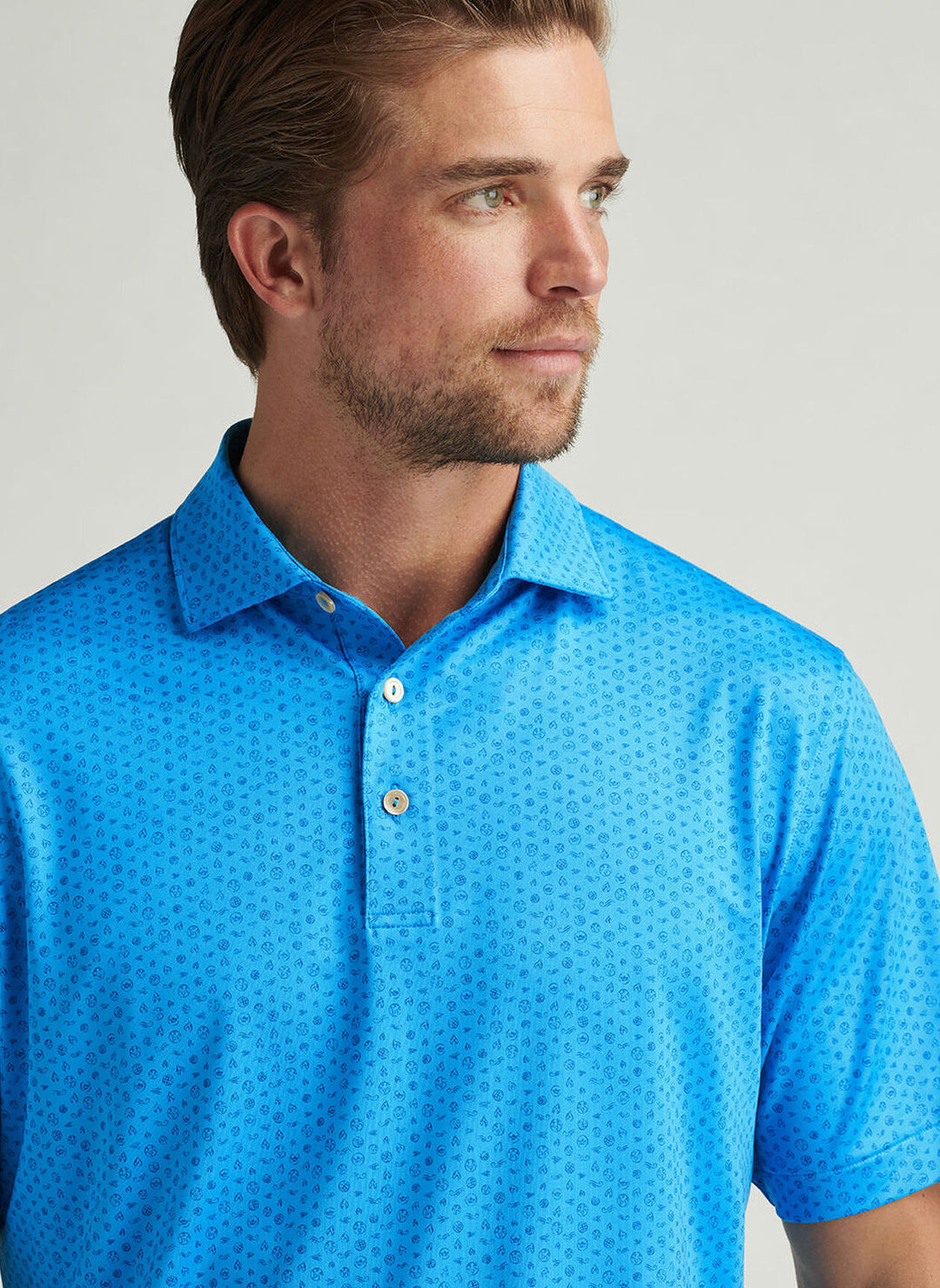 Peter Millar Mens Classic Fit Elements Performance Jersey Polo - Riverbed