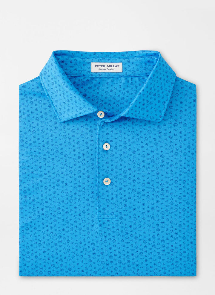 Peter Millar Mens Classic Fit Elements Performance Jersey Polo - Riverbed