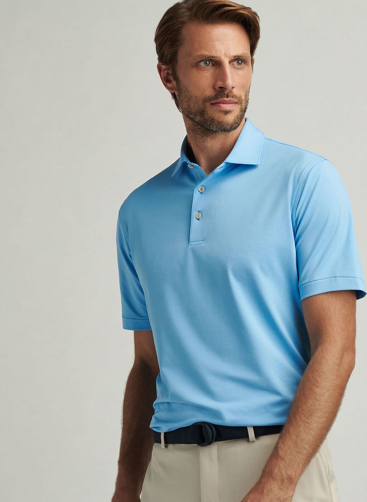 Peter Millar Mens Classic Fit Andover Performance Jersey Polo - Riverb