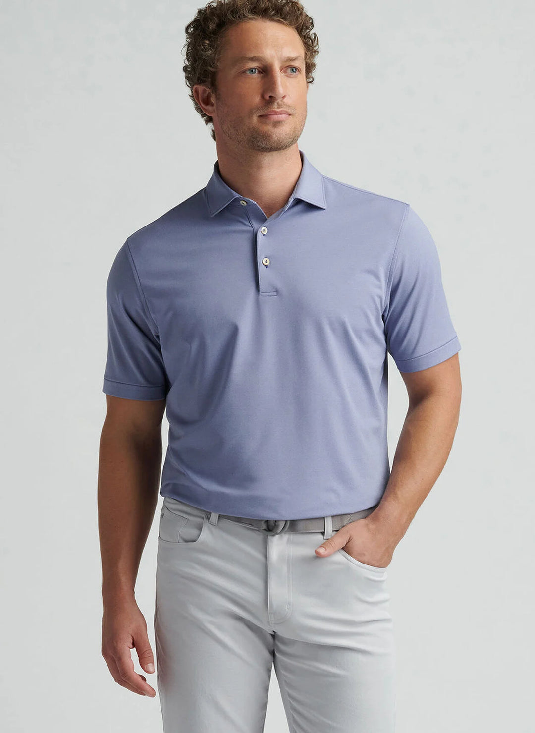 Peter Millar Mens Classic Fit Andover Performance Jersey Polo - Sport Navy