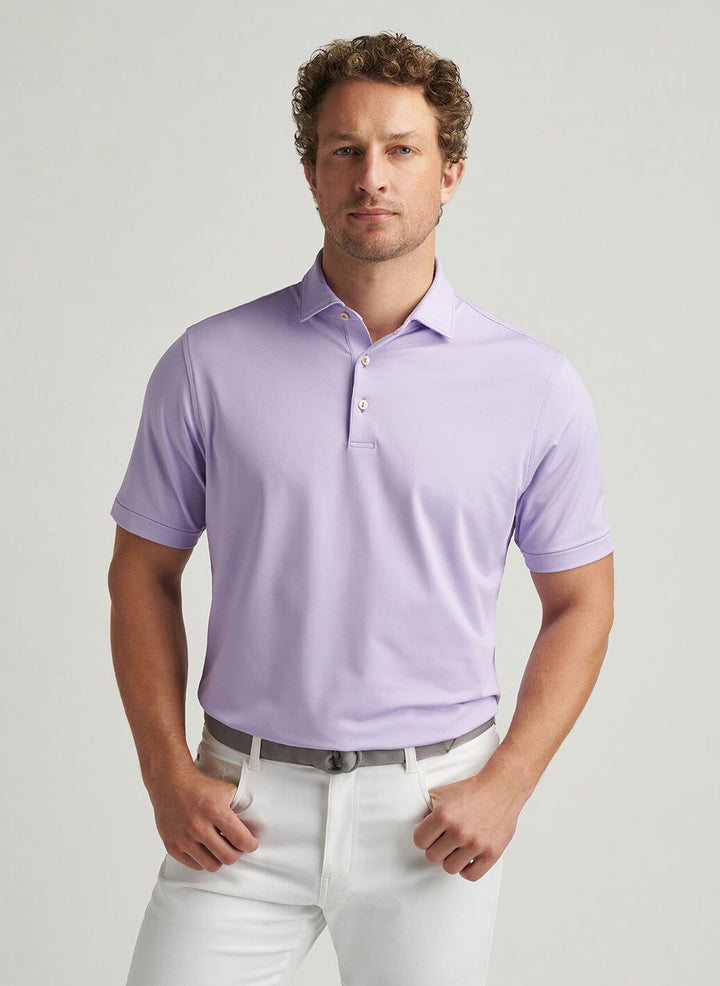Peter Millar Mens Classic Fit Andover Performance Jersey Polo - Ultra Violet