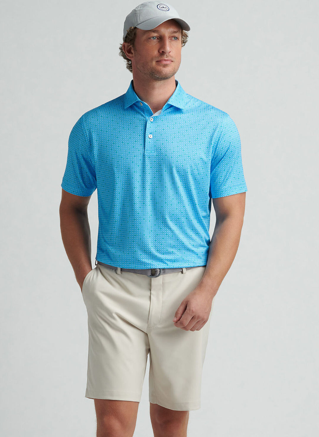 Peter Millar Mens Classic Fit Castellina Performance Jersey Polo - Riverbed